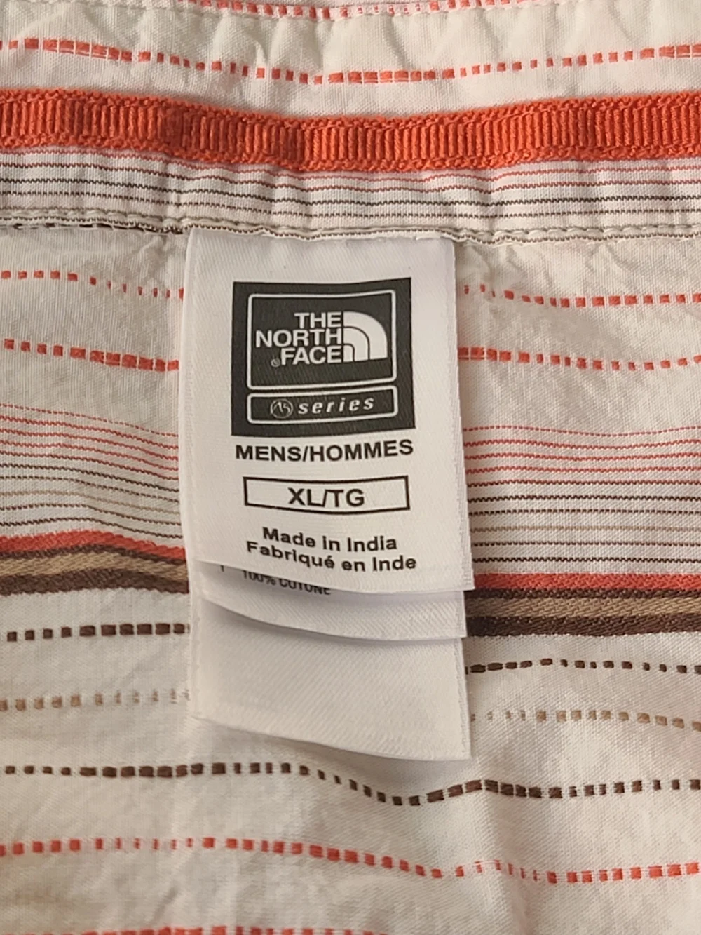 The North Face A5 Series Men’s Striped Button-Up Shirt in White and Orange